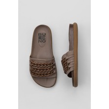 Bueno Shoes Gri Deri Kadın Düz Terlik 01WU4708 01WU4708