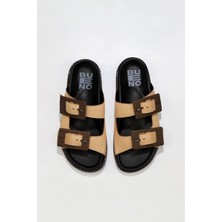 Bueno Shoes Bej Deri Kadın Düz Terlik 01WU5817 01WU5817