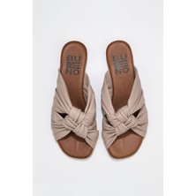 Bueno Shoes Gri Deri Kadın Düz Terlik 01WU8800 01WU8800