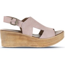 Bueno Shoes Pudra Alf Süet Kadın Dolgu Topuklu Sandalet 01WA4705 01WA4705