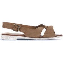 Bueno Shoes Taba Alf Süet Kadın Düz Sandalet 01WA3018 01WA3018
