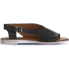 Bueno Shoes Siyah Deri Kadın Düz Sandalet 01WA3004 01WA3004