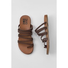 Bueno Shoes Taba Nubuk Kadın Parmak Arası Terlik 01WU4238 01WU4238