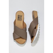 Bueno Shoes Gri Deri Kadın Düz Terlik 01WS0502 01WS0502