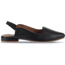 Bueno Shoes Siyah Khv-Bej Deri Kadın Düz Sandalet 01WA0303 01WA0303