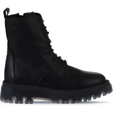 Bueno Shoes Siyah Deri Kadın Düz Bot 01WV1500 01WV1500