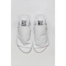 Bueno Shoes Beyaz Deri Kadın Düz Terlik 01WU7602 01WU7602