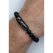 Takı Dükkanı K. Atatürk İmzalı Mat Siyah Boncuk Taşlı Erkek Kadın Bileklik bbb19im