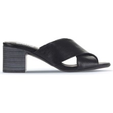 Bueno Shoes Siyah Deri Kadın Topuklu Terlik 01WA2809 01WA2809