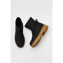 Bueno Shoes Siyah Nubuk Kadın Düz Bot 01WV0202 01WV0202