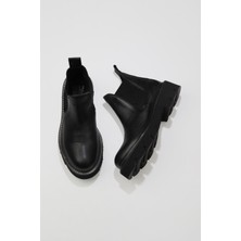 Bueno Shoes Siyah Flotter Deri Kadın Düz Bot 01WR3401 01WR3401
