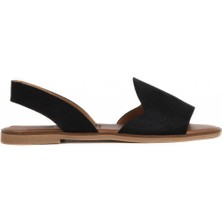 Bueno Shoes Siyah Alf Süet Kadın Düz Sandalet 01WA5711 01WA5711