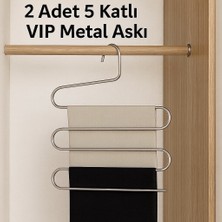 Nelson 5 Bölmeli Metal Elbise Askısı 2 Adet Giysi Pantolon Eşarp Fular Kıyafet Askısı Vıp