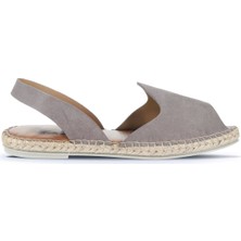 Bueno Shoes Gri Koyu Alf Süet Kadın Espadril Sandalet 01WA7201 01WA7201