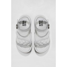 Bueno Shoes Beyaz Deri Kadın Düz Sandalet 01WU4641 01WU4641