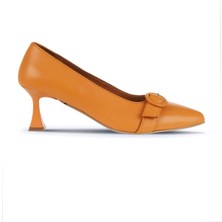Bueno Shoes Turuncu Deri Kadın Topuklu Ayakkabı 01WA1305 01WA1305