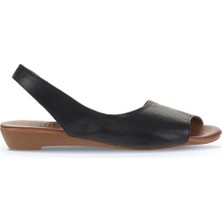 Bueno Shoes Siyah Deri Kadın Düz Sandalet 01WA4400 01WA4400