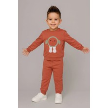 İklimix Erkek Çocuk Nakışlı İki Parça Eşofman Takımı %100 Pamuk