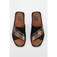 Bueno Shoes Siyah Multi Deri Kadın Düz Terlik 01WU3315 01WU3315