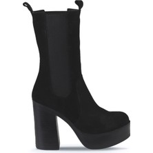 Bueno Shoes Siyah Süet Kadın Topuklu Bot 01WV5003 01WV5003
