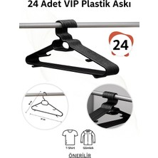 Nelson Siyah Plastik Elbise Kıyafet Askısı 24 Adet Plastik Elbise Askısı Siyah Vıp