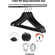 Nelson Ahşap Görünümlü Plastik Askı 1 Adet Elbise Askısı Siyah Vıp