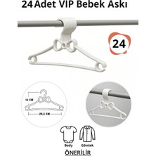 Nelson Bebek Elbise Askısı 24 Adet Fiyonk Plastik Beyaz Bebek Kıyafet Askısı Vıp