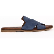 Bueno Shoes Mavi Koyu Alf Süet Kadın Düz Terlik 01WA5710 01WA5710