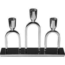 Chappal 3'lü Metal Şamdan Gümüş Rengi