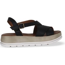 Bueno Shoes Siyah Deri Kadın Düz Sandalet 01WE3402 01WE3402