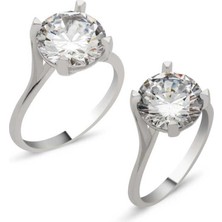 Gumush Gümüş Tek Taş Bayan Yüzük