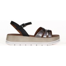 Bueno Shoes Kurşun Parlak Deri Kadın Düz Sandalet 01WE3400 01WE3400