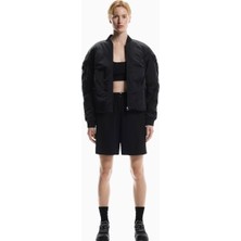 On Bomber Jacket Parlak Dokulu Regular Fit Ayarlanabilir Kadın Ceket