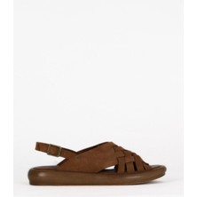 Bueno Shoes Taba Alf Süet Kadın Düz Sandalet 01WE3102 01WE3102