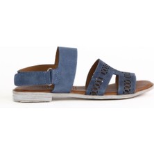 Bueno Shoes Mavi Koyu Alf Süet Kadın Düz Sandalet 01WE2304 01WE2304