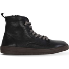 Bueno Shoes Siyah Beyaz Deri Kadın Düz Bot 01WF1802 01WF1802