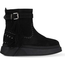 Bueno Shoes Siyah Süet Kadın Dolgu Topuklu Bot 30WB24549 30WB24549
