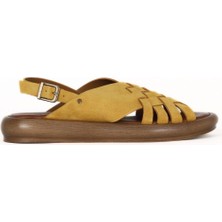 Bueno Shoes Sarı Alf Süet Kadın Düz Sandalet 01WE3102 01WE3102