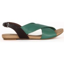 Bueno Shoes Yeşil Deri Kadın Düz Sandalet 01WQ0816 01WQ0816