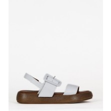 Bueno Shoes Beyaz Deri Kadın Düz Sandalet 01WE1901 01WE1901
