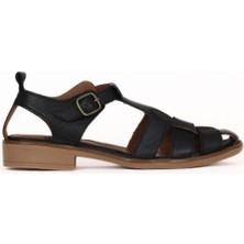 Bueno Shoes Siyah Deri Kadın Topuklu Sandalet 01WE2200 01WE2200