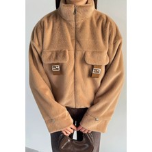 Gülseli Kadın Astarlı Fermuarlı Peluş Ceket P-00018646