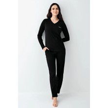 Pierre Cardin Uzun Kol V Yaka Kadın Pijama Takım 9070