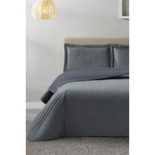 Çeyiz Diyarı Parma Çift Kişilik Lüks Kadife 240X260 cm Yatak Örtüsü Antrasit