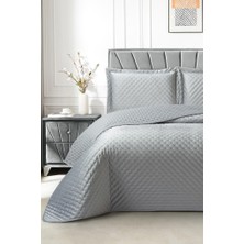 Çeyiz Diyarı Parma Çift Kişilik Lüks Kadife 240X260 cm Yatak Örtüsü Gri