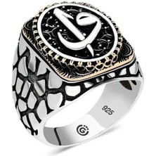 Gumush Gümüş Elif Vav Oval Erkek Yüzük