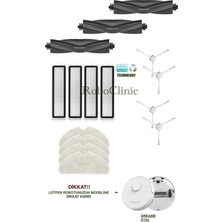 Roboclinic Dreame Bot D10S Robot Süpürge Uyumlu Yedek Ana Fırça, Yan Fırça, Hepa Filtre, Mop - 15 Parça