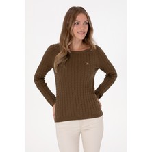 U.S. Polo Assn. Kadın Haki Bisiklet Yaka Basic Kazak 50307728-VR027