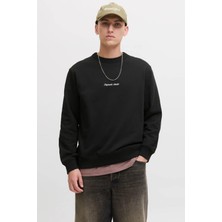 Jack & Jones Erkek Jornorrebro Rahat Kalıp Bisiklet Yaka Sweatshirt 12282893 Siyah