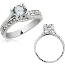 Gumush Gümüş Tek Taş Bayan Yüzük